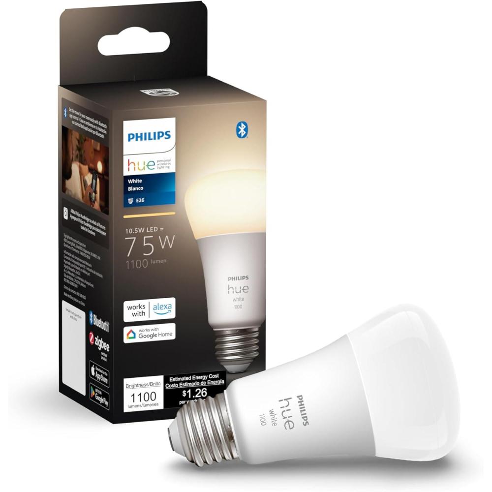 imagePhilips Hue Smart 75W A19 LED Bulb Soft Warm White Light 2 Pack 1100LM E26 Indoor Control with Hue App Works with Alexa Google Assistant and Apple HomekitOriginal