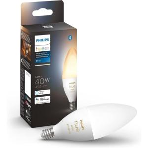 Philips Hue Smart 40W B39 Candle-Shaped LED Bulb – White and Color Ambiance Color-Changing Light – 1 Pack – 450LM – E12 – Control with Hue App – Works with Alexa, Google Assistant and Apple Homekit(White Ambiance)