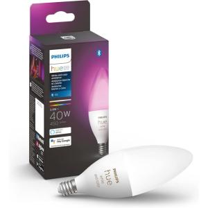 Philips Hue Smart 40W B39 Candle-Shaped LED Bulb – White and Color Ambiance Color-Changing Light – 1 Pack – 450LM – E12 – Control with Hue App – Works with Alexa, Google Assistant and Apple Homekit(White and Color Ambiance)