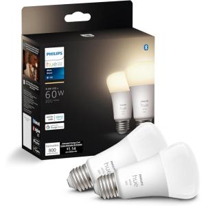Philips Hue Smart 60W A19 LED Bulb – Soft Warm White Light – 4 Pack – 800LM – E26 – Indoor – Control with Hue App – Works with Alexa, Google Assistant and Apple Homekit(Original)