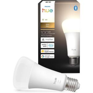 Philips Hue Smart LED A21 Bulb, Warm White Light 2700K, E26 Base, 13.5W, 1600 Lumens, Dimmable, Works with Alexa, Google Assistant, and Apple Home, 1pk(White (Revamped))