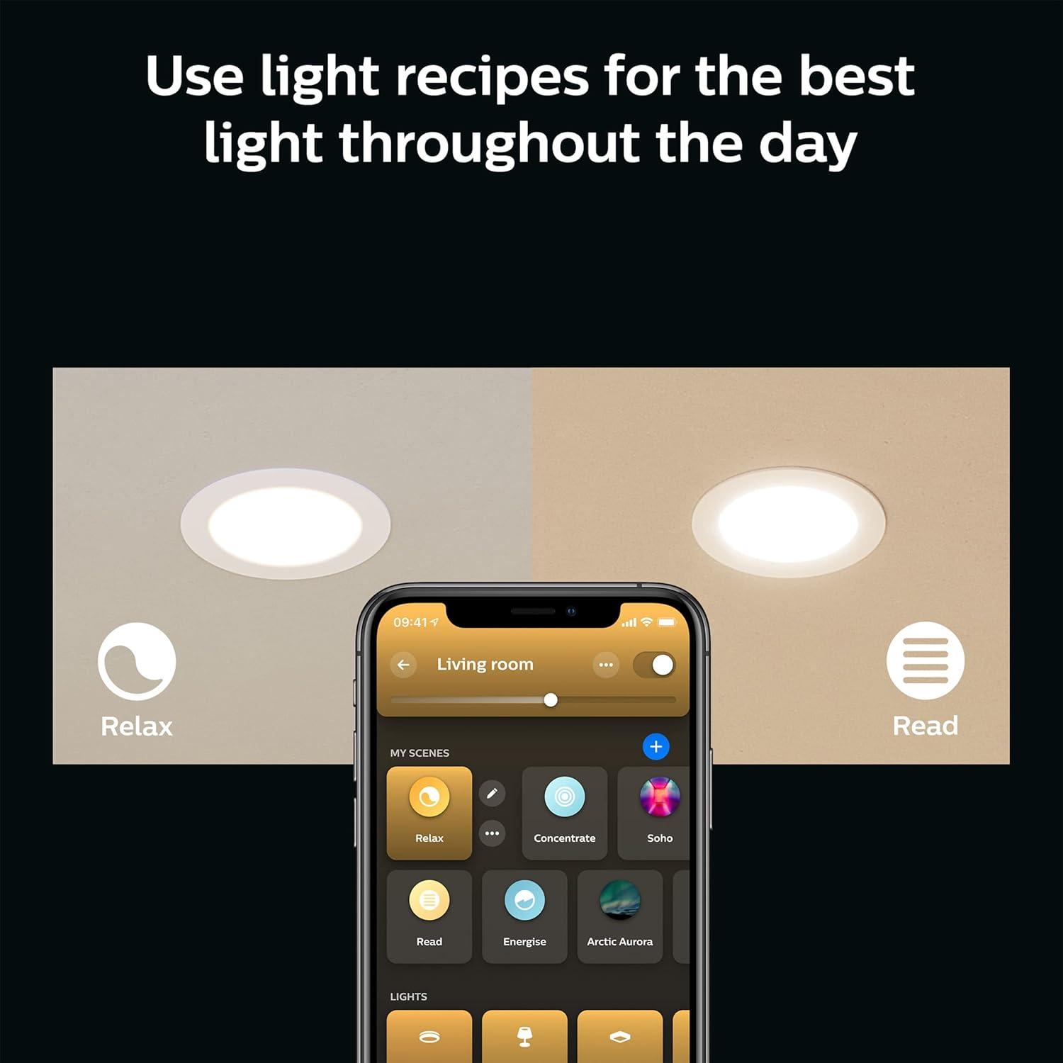 imagePhilips Hue Smart Slim 6 Inch LED Downlight White and Color Ambiance ColorChanging Light 1 Pack 1200LM Indoor Control with Hue App Works with Alexa Google Assistant and Apple HomekitWhite and Color Ambiance