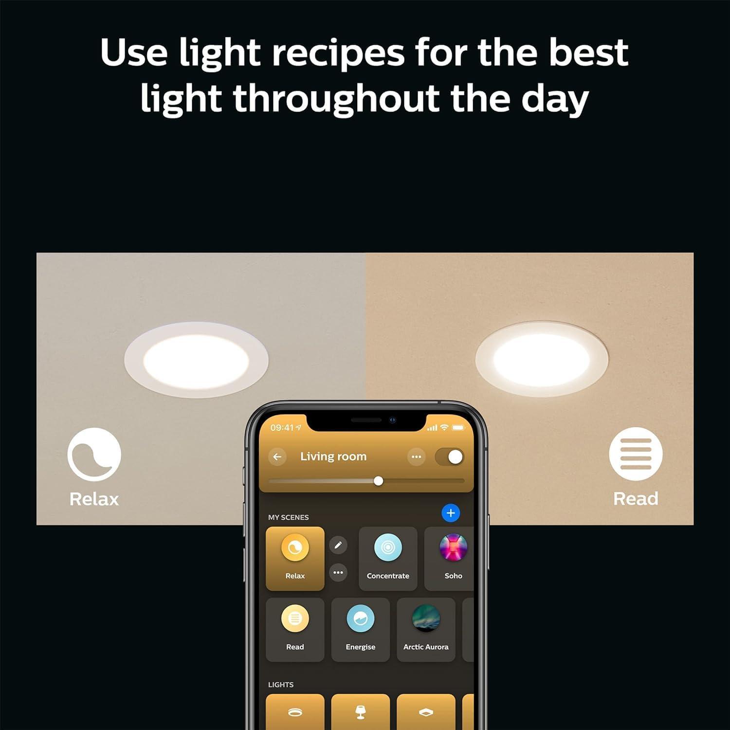 imagePhilips Hue Smart Slim 6 Inch LED Downlight White and Color Ambiance ColorChanging Light 1 Pack 1200LM Indoor Control with Hue App Works with Alexa Google Assistant and Apple HomekitWhite and Color Ambiance