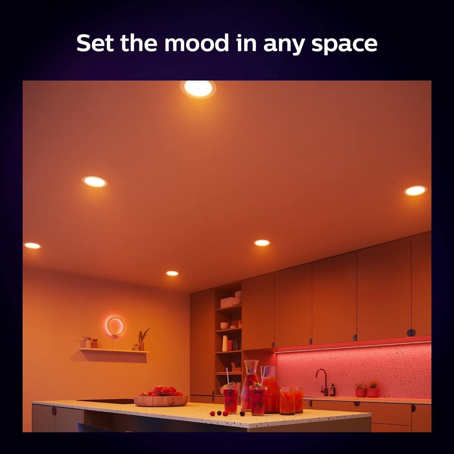 imagePhilips Hue Smart Slim 6 Inch LED Downlight White and Color Ambiance ColorChanging Light 1 Pack 1200LM Indoor Control with Hue App Works with Alexa Google Assistant and Apple HomekitWhite and Color Ambiance