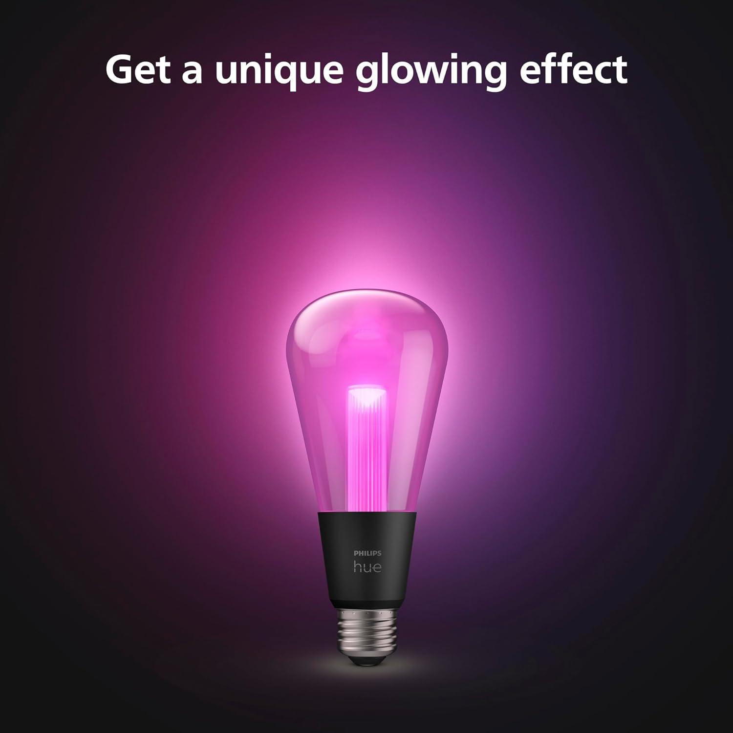 imagePhilips Hue Lightguide TR125 Triangle Smart LED Bulb Handblown Glass Color Changing Light Compatible with Amazon Alexa Apple HomeKit and Google Assistant Bluetooth and Hue Bridge CompatibleEdison ST23