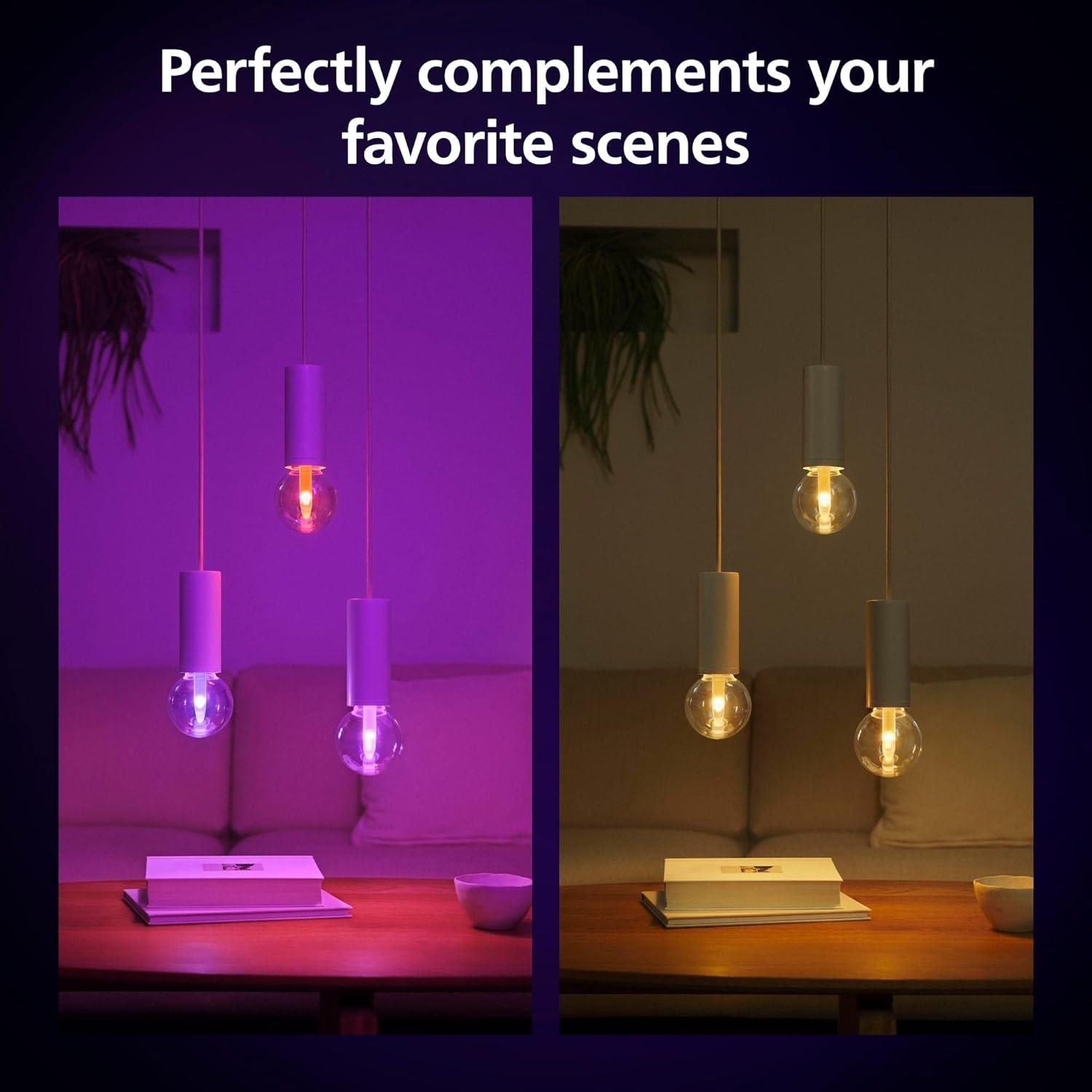 imagePhilips Hue Lightguide TR125 Triangle Smart LED Bulb Handblown Glass Color Changing Light Compatible with Amazon Alexa Apple HomeKit and Google Assistant Bluetooth and Hue Bridge CompatibleSmall Globe G30