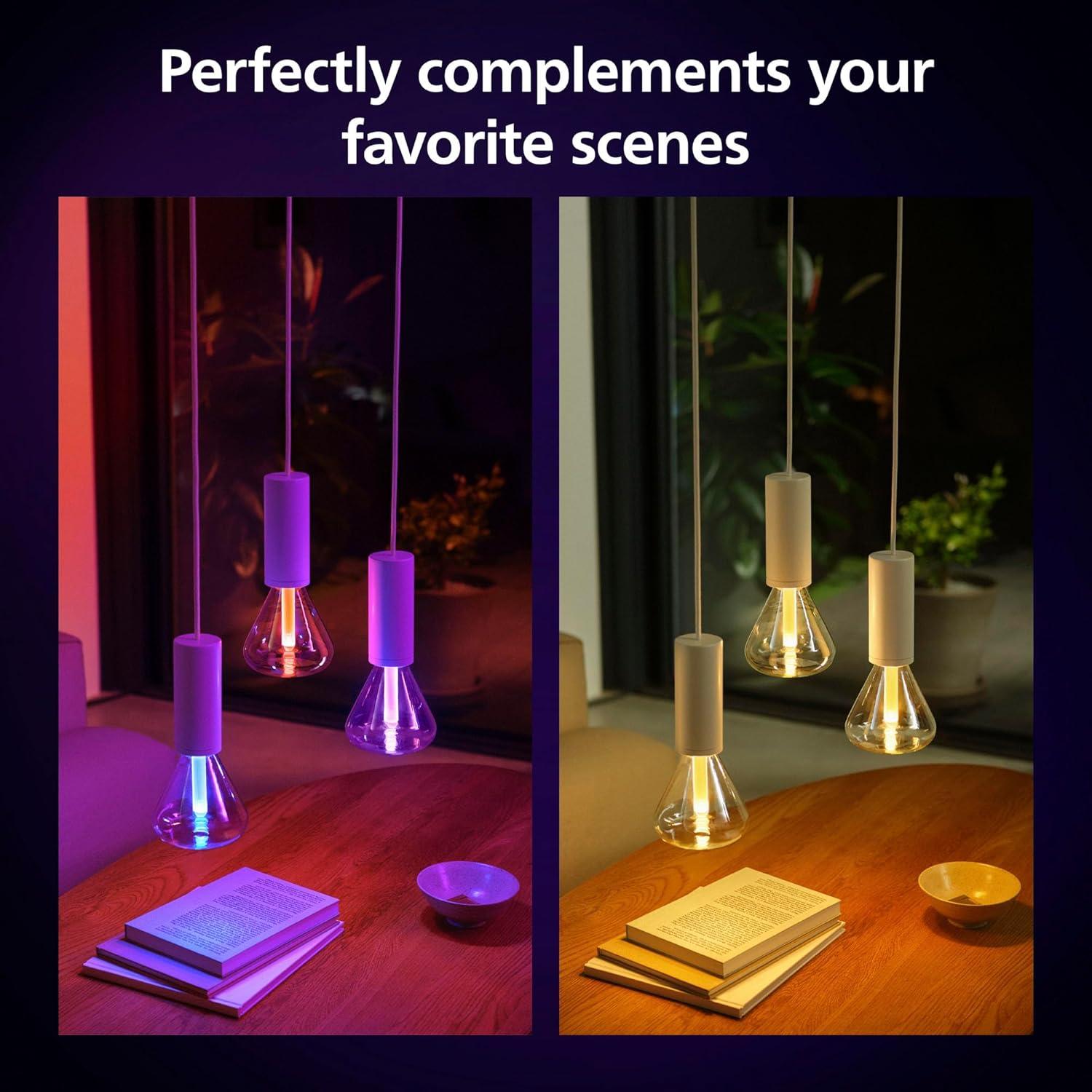 imagePhilips Hue Lightguide TR125 Triangle Smart LED Bulb Handblown Glass Color Changing Light Compatible with Amazon Alexa Apple HomeKit and Google Assistant Bluetooth and Hue Bridge CompatibleTriangle TR125