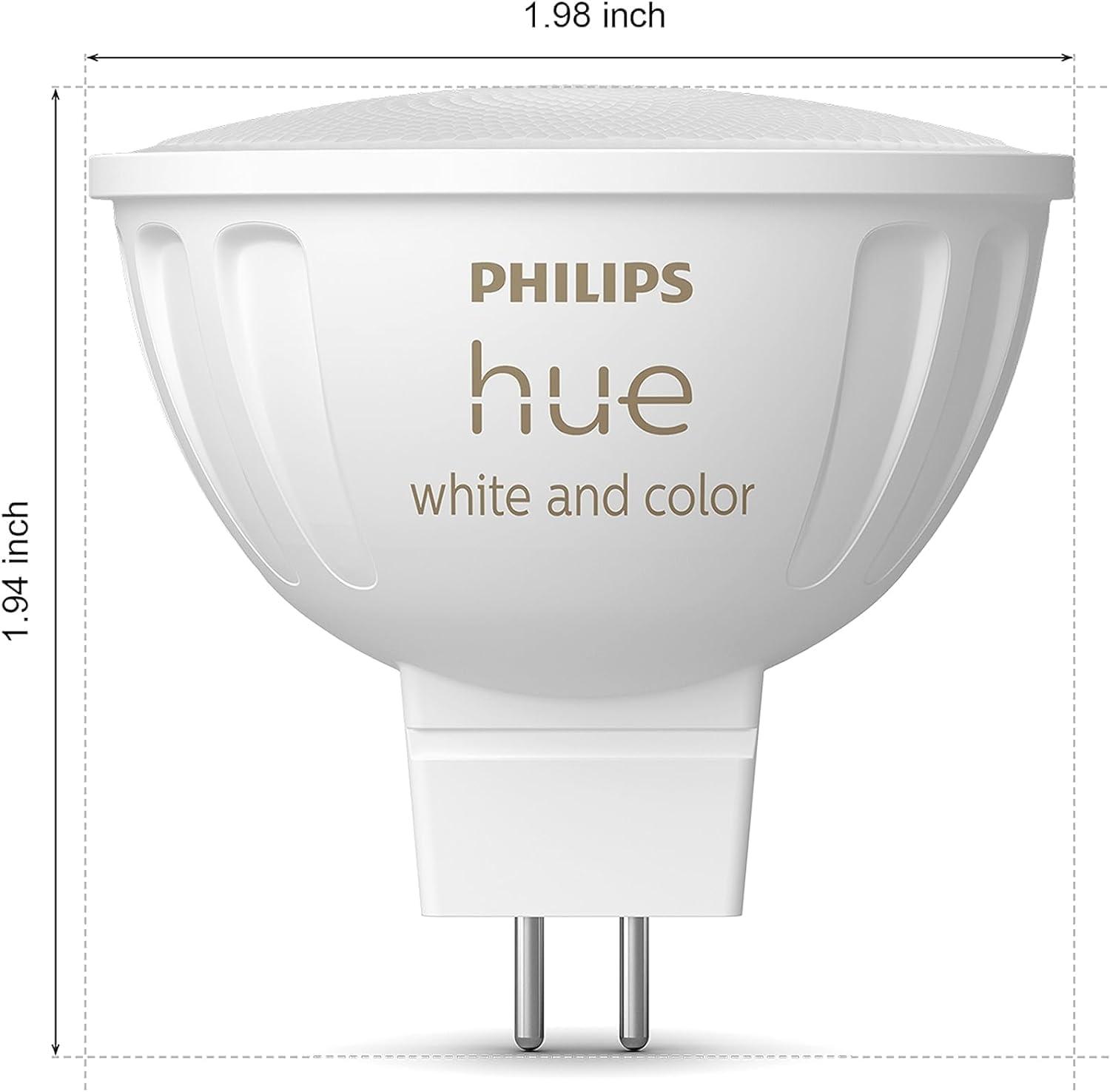 imagePhilips Hue MR16 Smart LED Bulb White and Color Ambiance 2 PackMR16