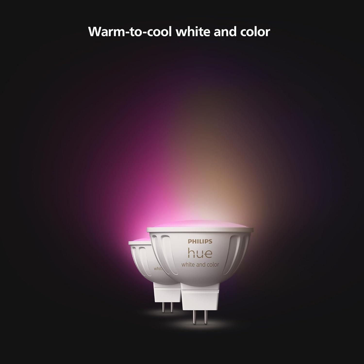 imagePhilips Hue MR16 Smart LED Bulb White and Color Ambiance 2 PackMR16