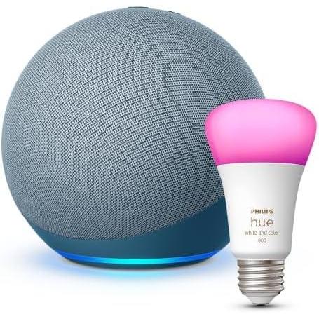imageEcho 4th Gen  Twilight Blue with Philips Hue Color Smart Bulb