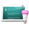 imageEcho Show 8 2nd Gen 2021 release  Glacier White with Philips Hue Smart Color Bulb
