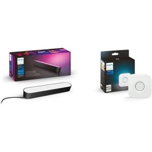 Philips Hue Bridge, Unlocks Full Suite of Features for Hue Smart Lights and Accessories, White and Play White & Color Smart Light, Single Base Kit, Power Supply Included, Black