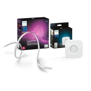 Philips Hue Indoor 10 Ft Smart LED Solo Lightstrip Base Kit Bundle with Bridge – Control with Hue App, Compatible with Alexa, Google Assistant, Apple HomeKit