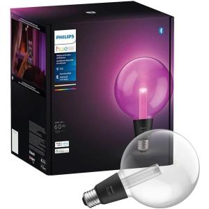 Philips Hue Lightguide TR125 Triangle Smart LED Bulb – Handblown Glass – Color Changing Light – Compatible with Amazon Alexa, Apple HomeKit and Google Assistant – Bluetooth and Hue Bridge Compatible(Large Globe (G40))
