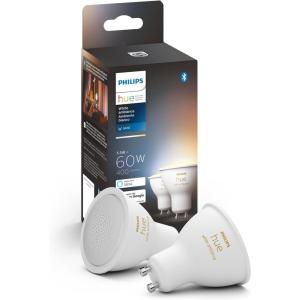 Philips Hue Smart 60W GU10 LED Bulb – White and Color Ambiance Color-Changing Light – 2 Pack – 450LM – Indoor – Control with Hue App – Works with Alexa, Google Assistant and Apple Homekit, 584680(White Ambiance)