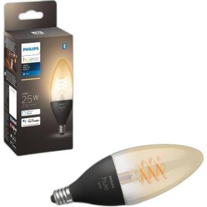 Philips Hue White Ambiance Filament E12 Candle Bulb Full Range of White Light, Compatible with Alexa, Google Assistant, and Apple HomeKit, Black(White Ambiance)