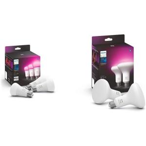Philips Hue White and Color Ambiance A19 E26 LED Smart Bulb, Bluetooth & Zigbee & White & Color Ambiance BR30 LED Smart Bulbs, 16 Million Colors(White & Color Ambiance)