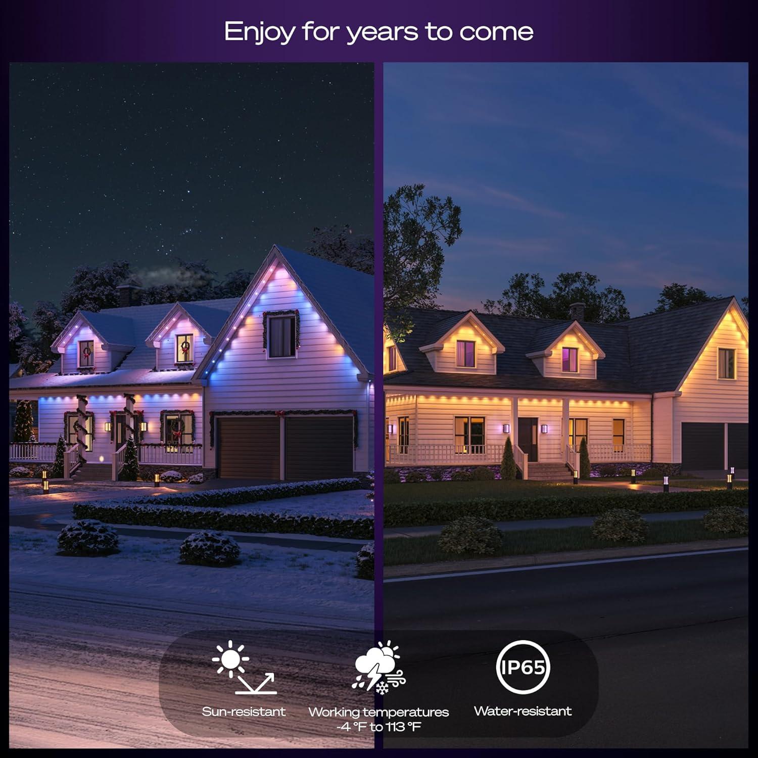 imagePhilips Hue Festavia 90ft Permanent Outdoor String Lights 48 Dimmable Lights 55 Lumens Each Weatherproof WaterResistant White Wire Color Ambience Bridge RequiredWhite