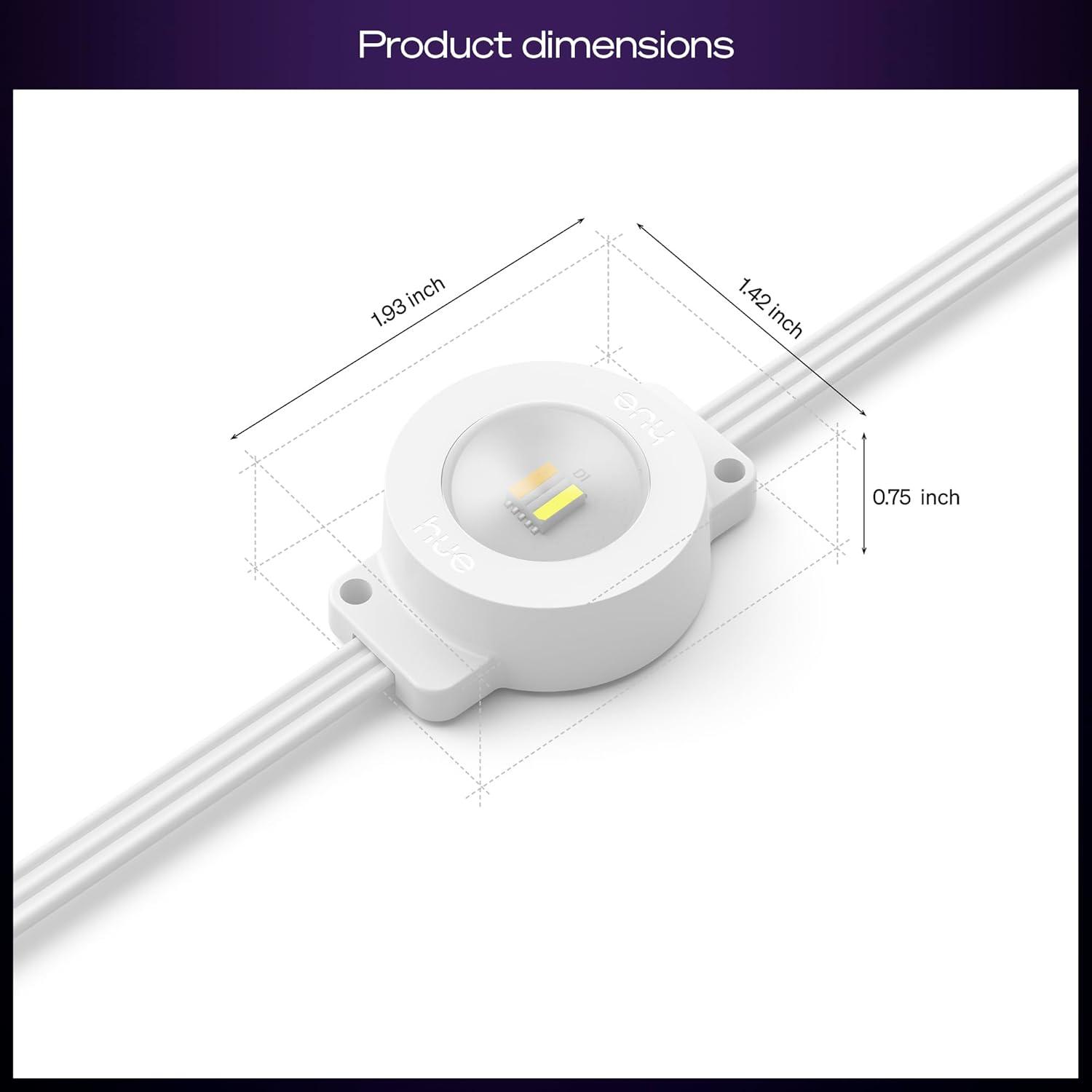 imagePhilips Hue Festavia 90ft Permanent Outdoor String Lights 48 Dimmable Lights 55 Lumens Each Weatherproof WaterResistant White Wire Color Ambience Bridge RequiredWhite