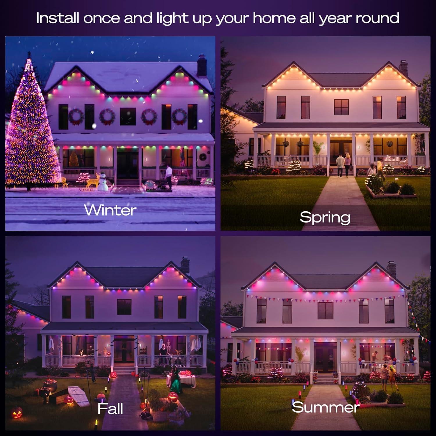 imagePhilips Hue Festavia 90ft Permanent Outdoor String Lights 48 Dimmable Lights 55 Lumens Each Weatherproof WaterResistant White Wire Color Ambience Bridge RequiredWhite