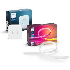 Philips Hue (1) 6-Foot Smart LED Light Strip Base Kit with (1) 3-Foot Light Strip Extension – Flowing Multicolor Effect – Control with Hue App – Works with Alexa, Google Assistant and Apple HomeKit(Gradient Color)