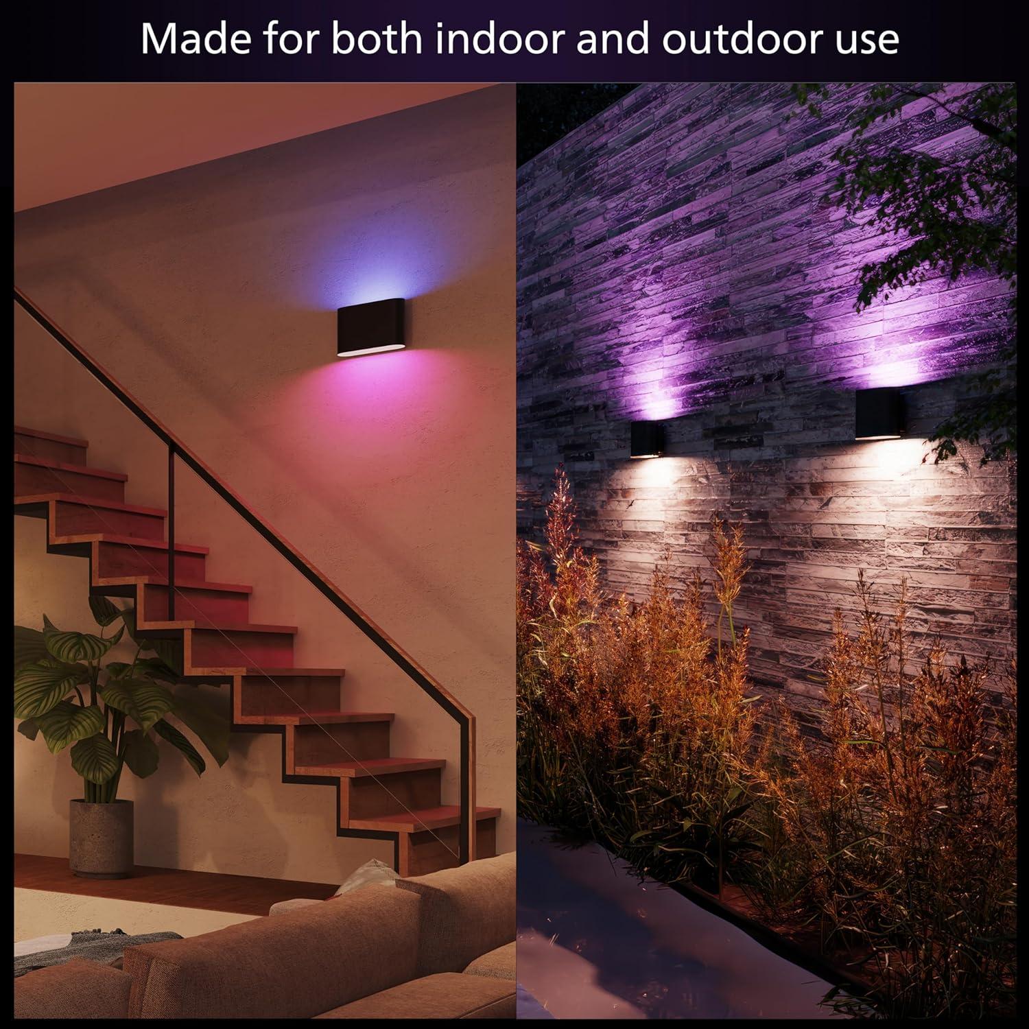 imagePhilips Hue Dymera Smart Indoor and Outdoor Wall Sconces Two Individually Controllable Light Beams 1 Pack Control With Hue App Works With Voice Assistants2 Pack