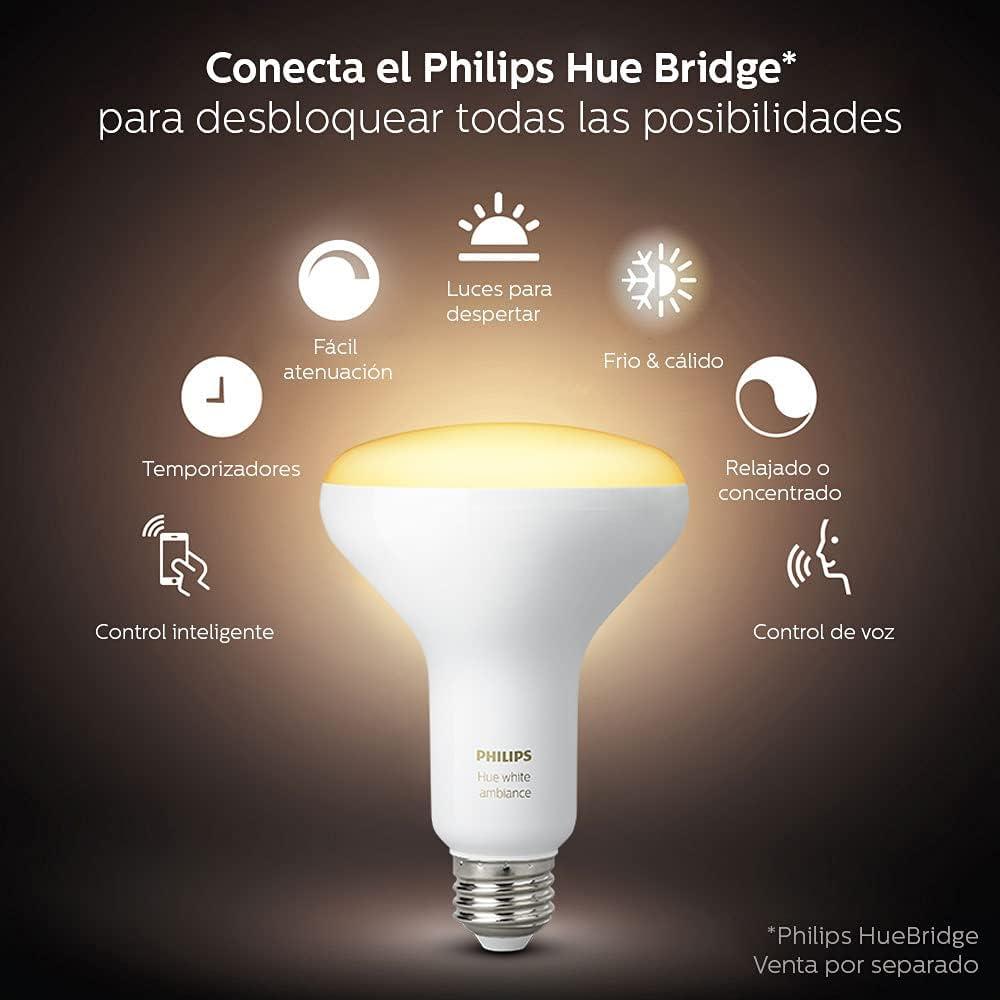 imagePhilips Hue White amp Color Ambiance BR30 LED Smart Bulbs Bluetooth amp Zigbee Compatible Hue Hub Optional Works with Alexa amp Google Assistant Old Version 2 BulbsWhite Ambiance