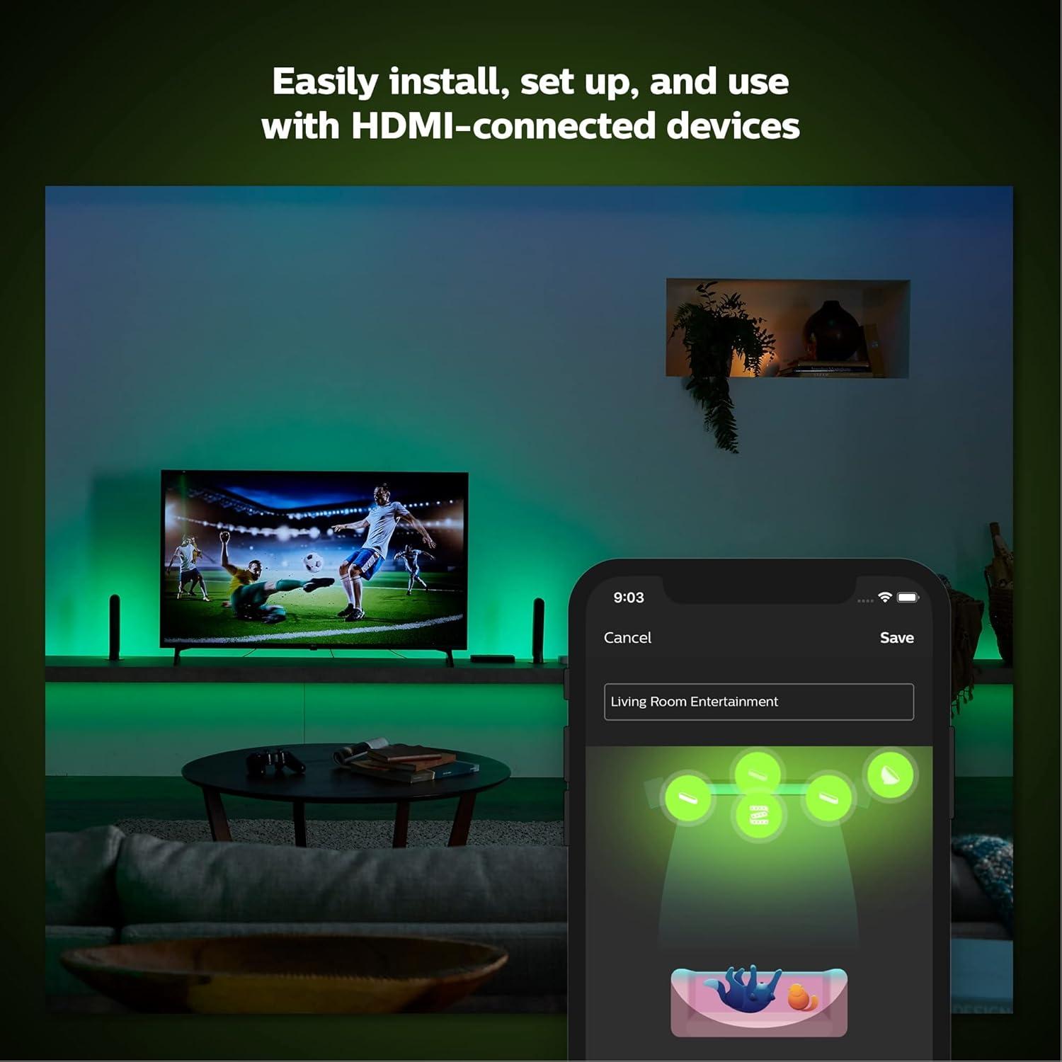 imagePhilips Hue Play HDMI Sync Box Requires Hue Bridge Supports Dolby Vision HDR10 and 4K Control with Hue App Compatible with Alexa Google Assistant and Apple HomeKitSync Box Only