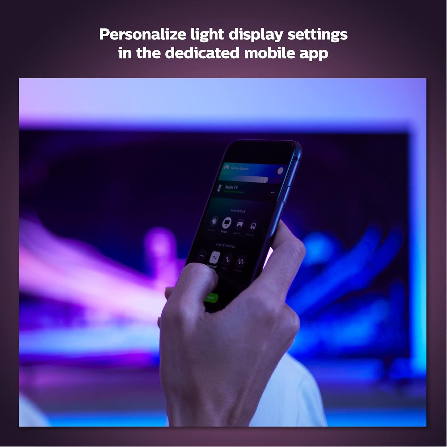 imagePhilips Hue Play HDMI Sync Box Requires Hue Bridge Supports Dolby Vision HDR10 and 4K Control with Hue App Compatible with Alexa Google Assistant and Apple HomeKitSync Box Only