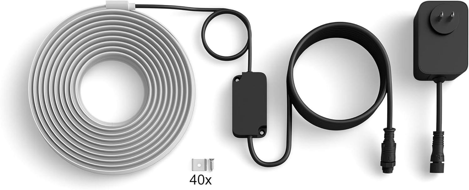 imageHue Flux Outdoor 33feet Multicolor LED Strip Light 3000 lm Vibrant Color and Ambiance Flexible Outdoor Lighting Chromasync Color Blending Weatherproof App and Voice Control16feet
