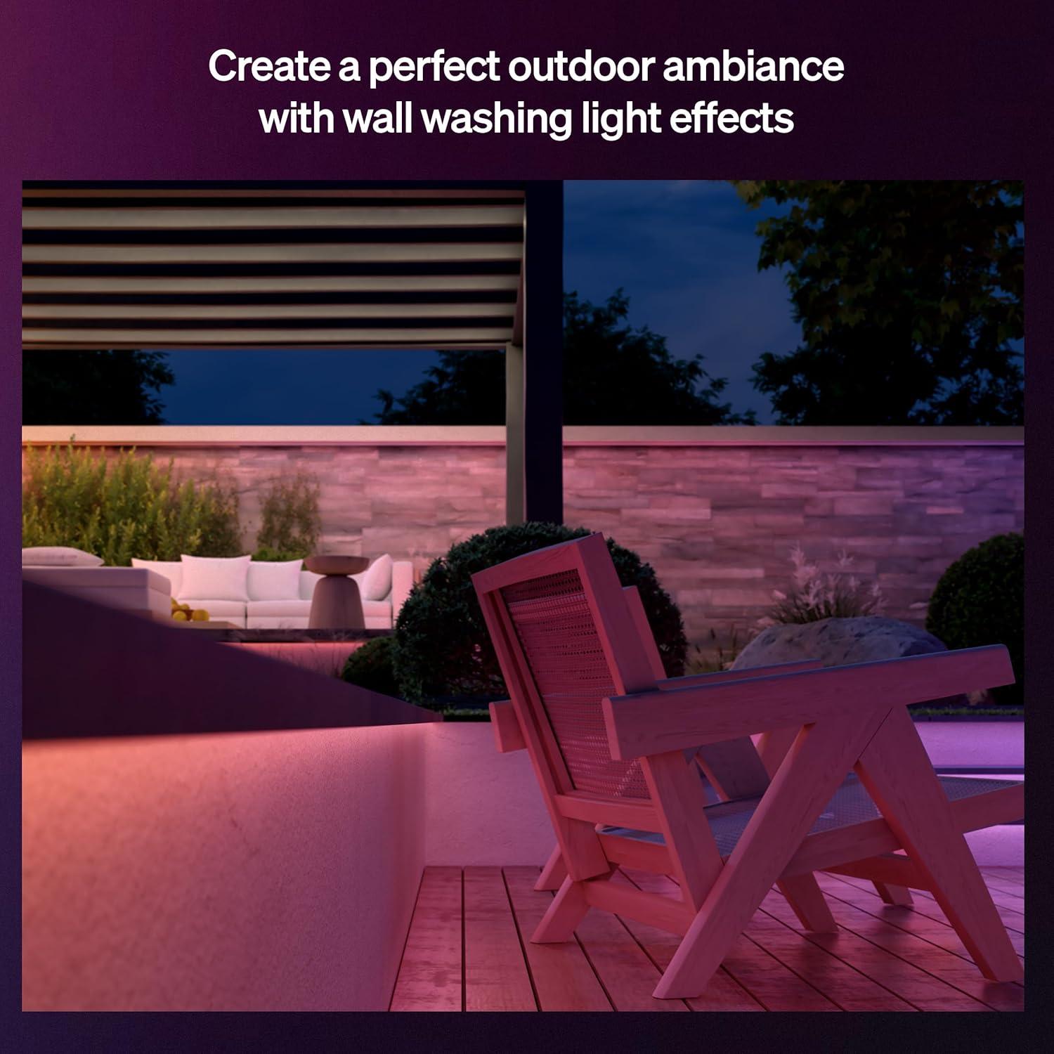 imageHue Flux Outdoor 33feet Multicolor LED Strip Light 3000 lm Vibrant Color and Ambiance Flexible Outdoor Lighting Chromasync Color Blending Weatherproof App and Voice Control33feet