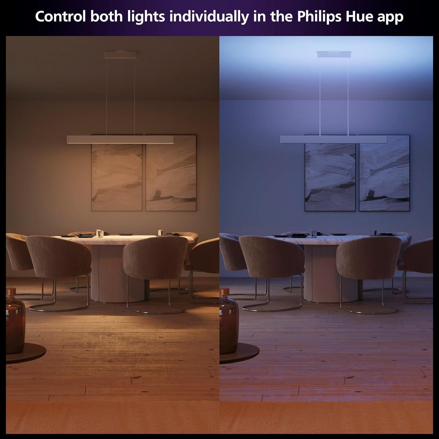 imagePHILIPS Hue Ensis Smart LED Pendant Light Black Two LED Light Sources White amp Color Light Bluetooth Compatible Voice Control with Alexa Apple Home amp Google AssistantWhite