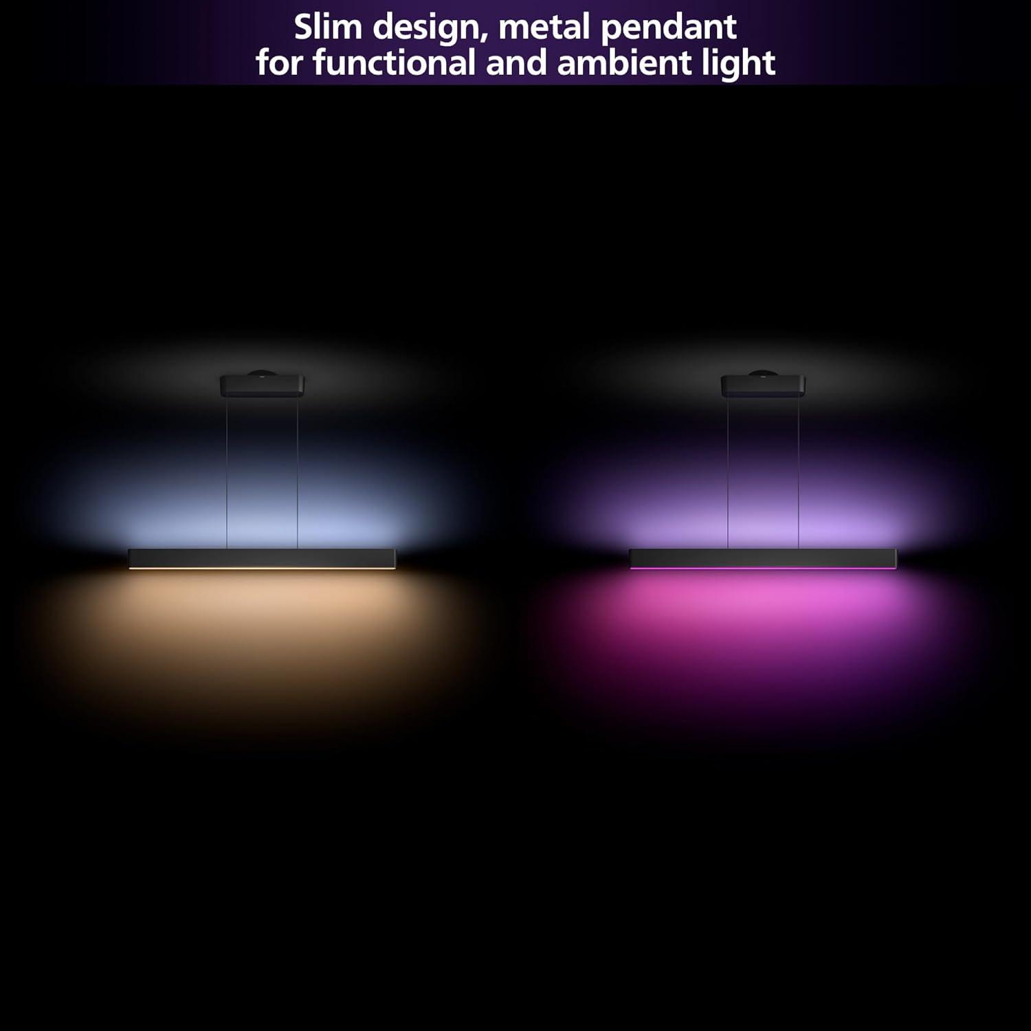 imagePHILIPS Hue Ensis Smart LED Pendant Light Black Two LED Light Sources White amp Color Light Bluetooth Compatible Voice Control with Alexa Apple Home amp Google AssistantBlack