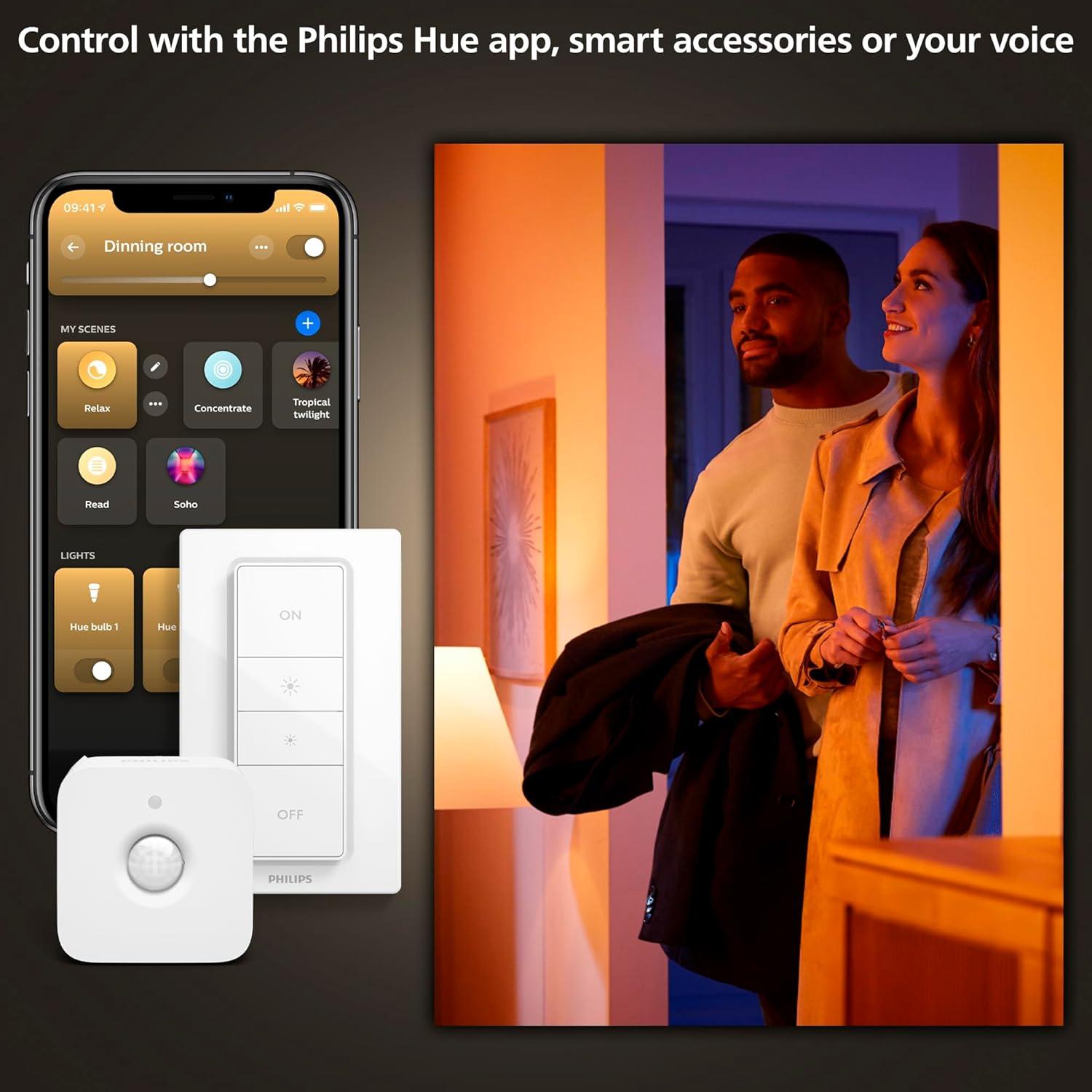 imagePHILIPS Hue Ensis Smart LED Pendant Light Black Two LED Light Sources White amp Color Light Bluetooth Compatible Voice Control with Alexa Apple Home amp Google AssistantBlack