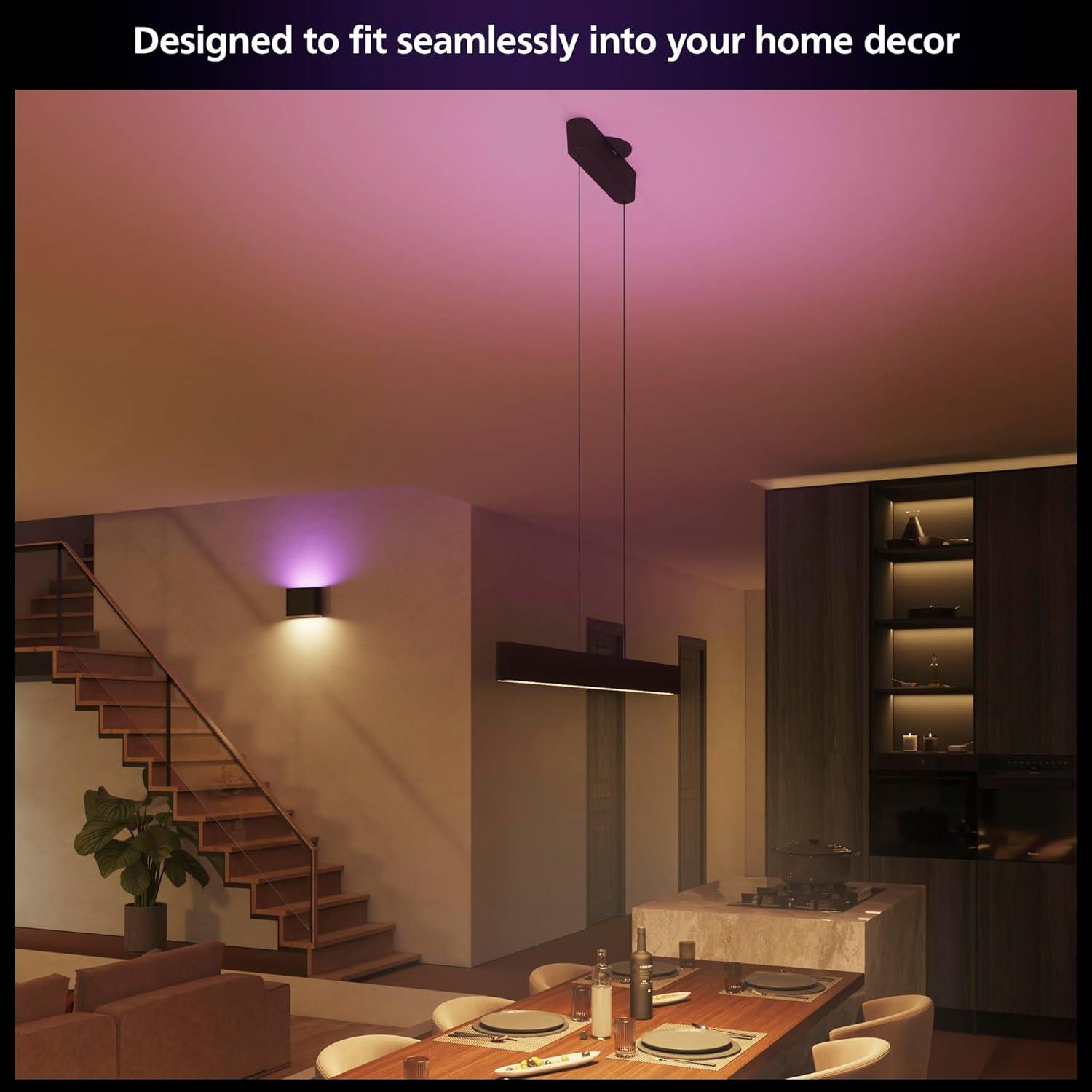 imagePHILIPS Hue Ensis Smart LED Pendant Light Black Two LED Light Sources White amp Color Light Bluetooth Compatible Voice Control with Alexa Apple Home amp Google AssistantBlack