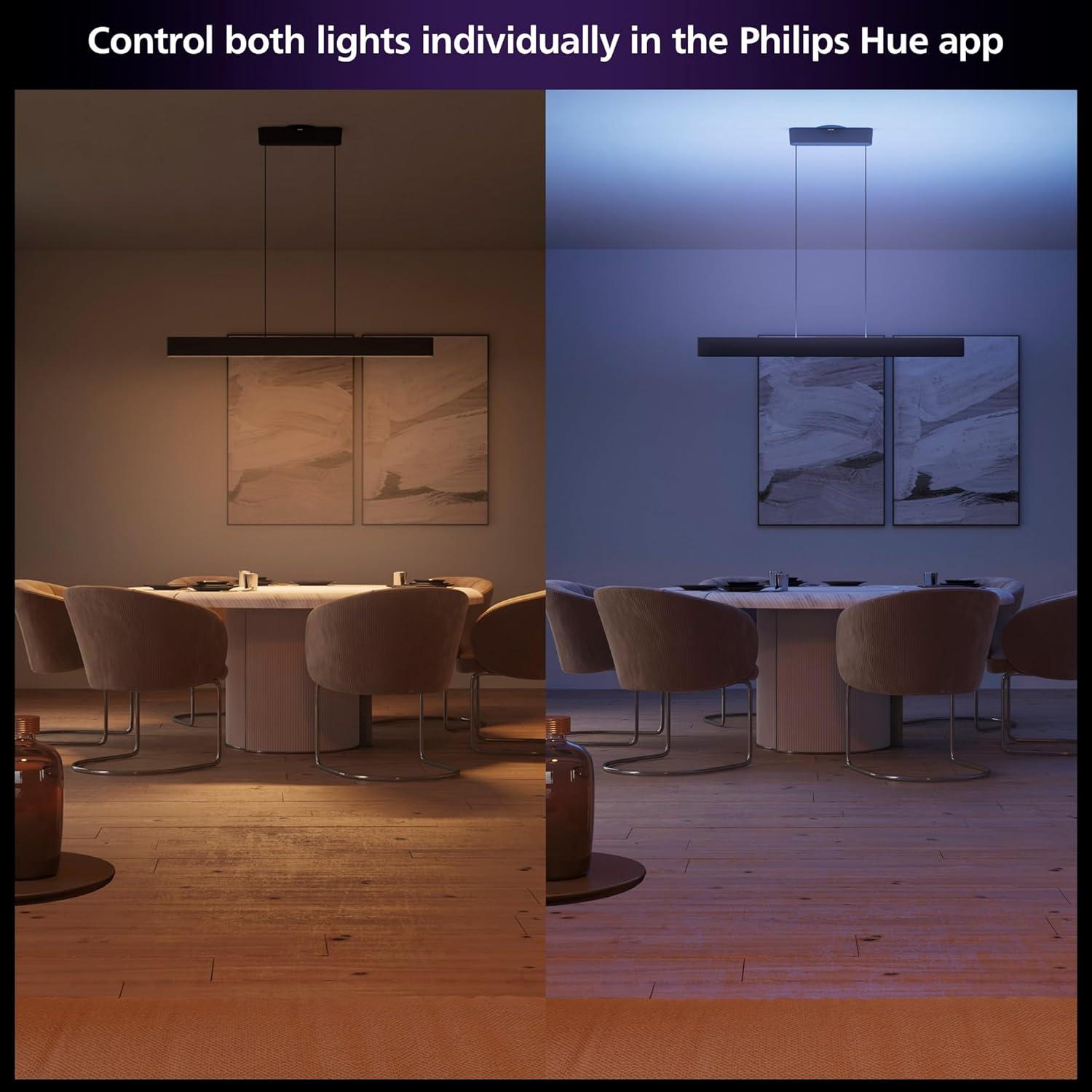 imagePHILIPS Hue Ensis Smart LED Pendant Light Black Two LED Light Sources White amp Color Light Bluetooth Compatible Voice Control with Alexa Apple Home amp Google AssistantBlack