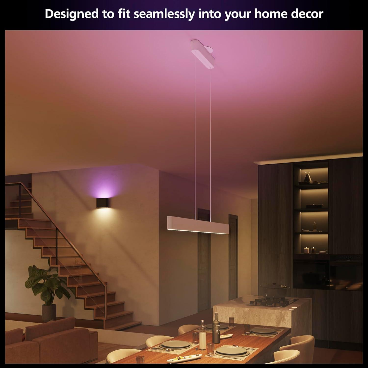 imagePHILIPS Hue Ensis Smart LED Pendant Light Black Two LED Light Sources White amp Color Light Bluetooth Compatible Voice Control with Alexa Apple Home amp Google AssistantWhite