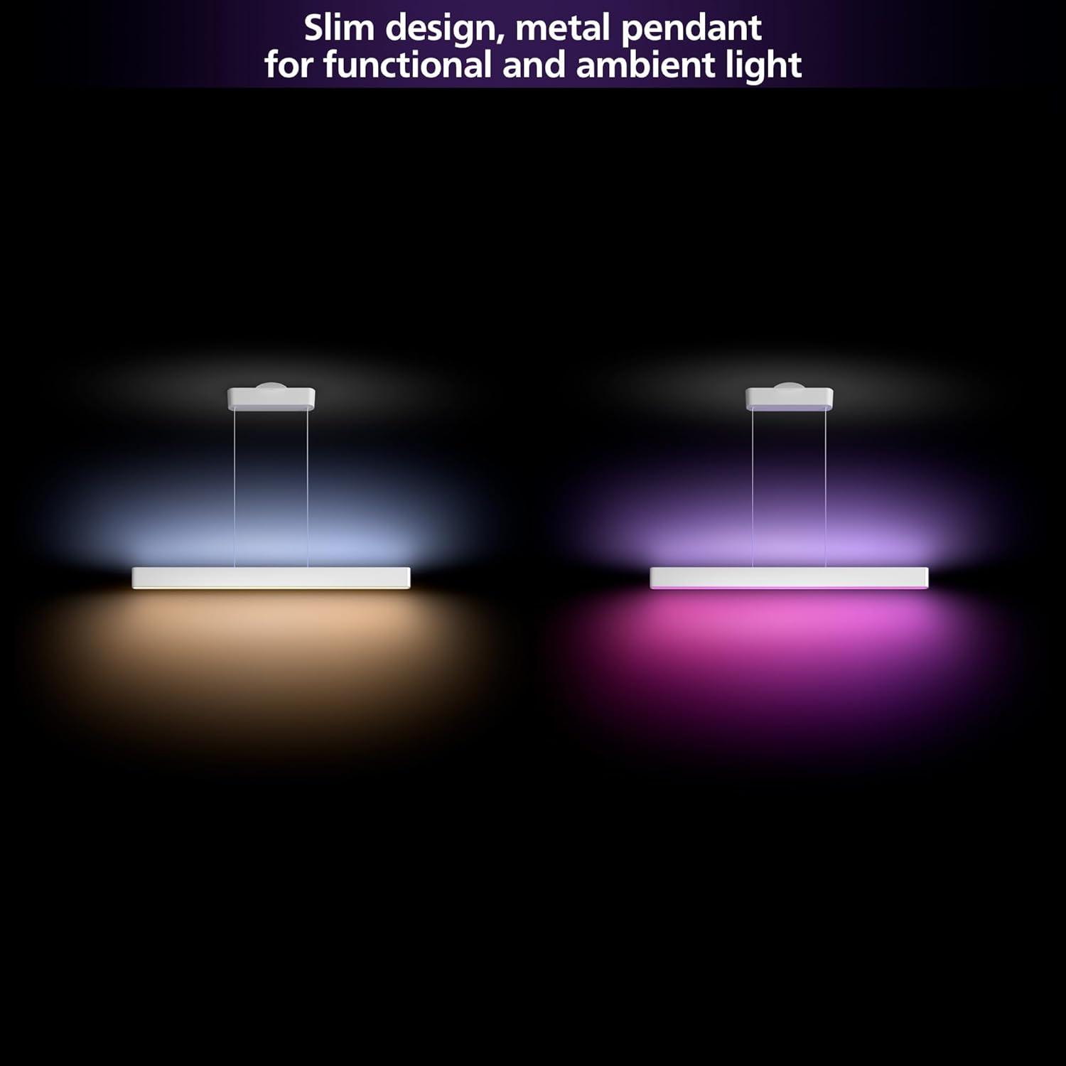 imagePHILIPS Hue Ensis Smart LED Pendant Light Black Two LED Light Sources White amp Color Light Bluetooth Compatible Voice Control with Alexa Apple Home amp Google AssistantWhite