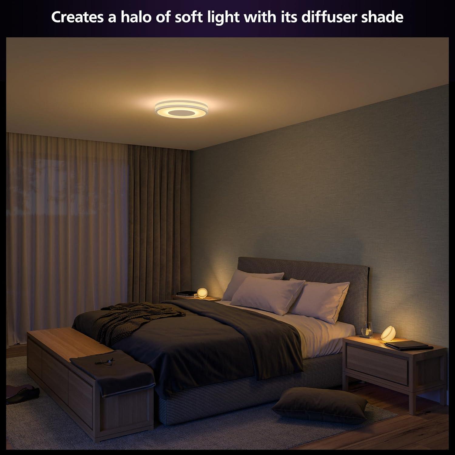 imagePhilips Hue Being Ceiling Light White White Ambiance WarmtoCool White Smart LED Light 1 Pack Control with Hue App Compatible with Alexa Google Assistant and Apple HomekitWhite