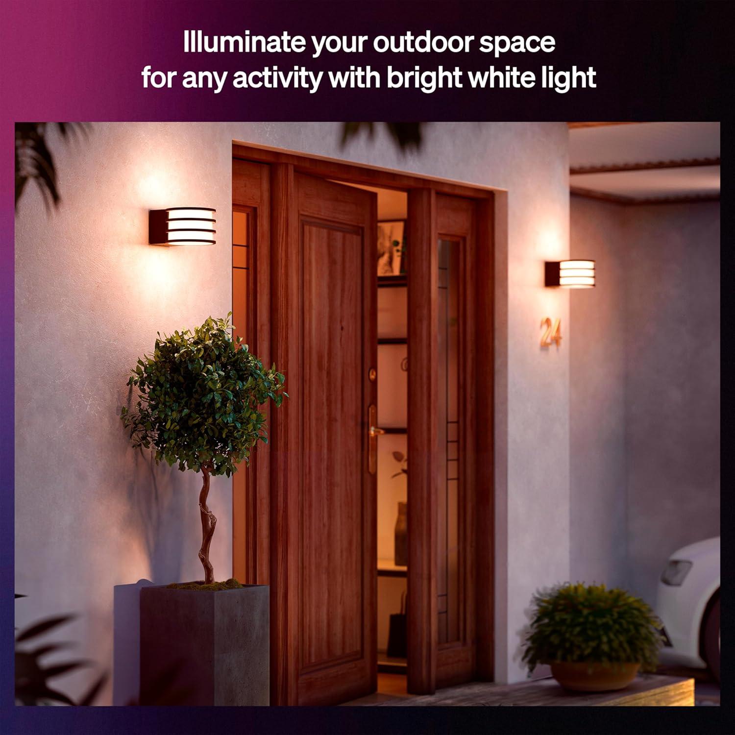 imagePhilips Hue Lucca Outdoor Wall Light Tunable White and Color Light Bright 806 lm A19 Bulb Included Dimmable IP44 WeatherResistant Matter Compatible Zigbee