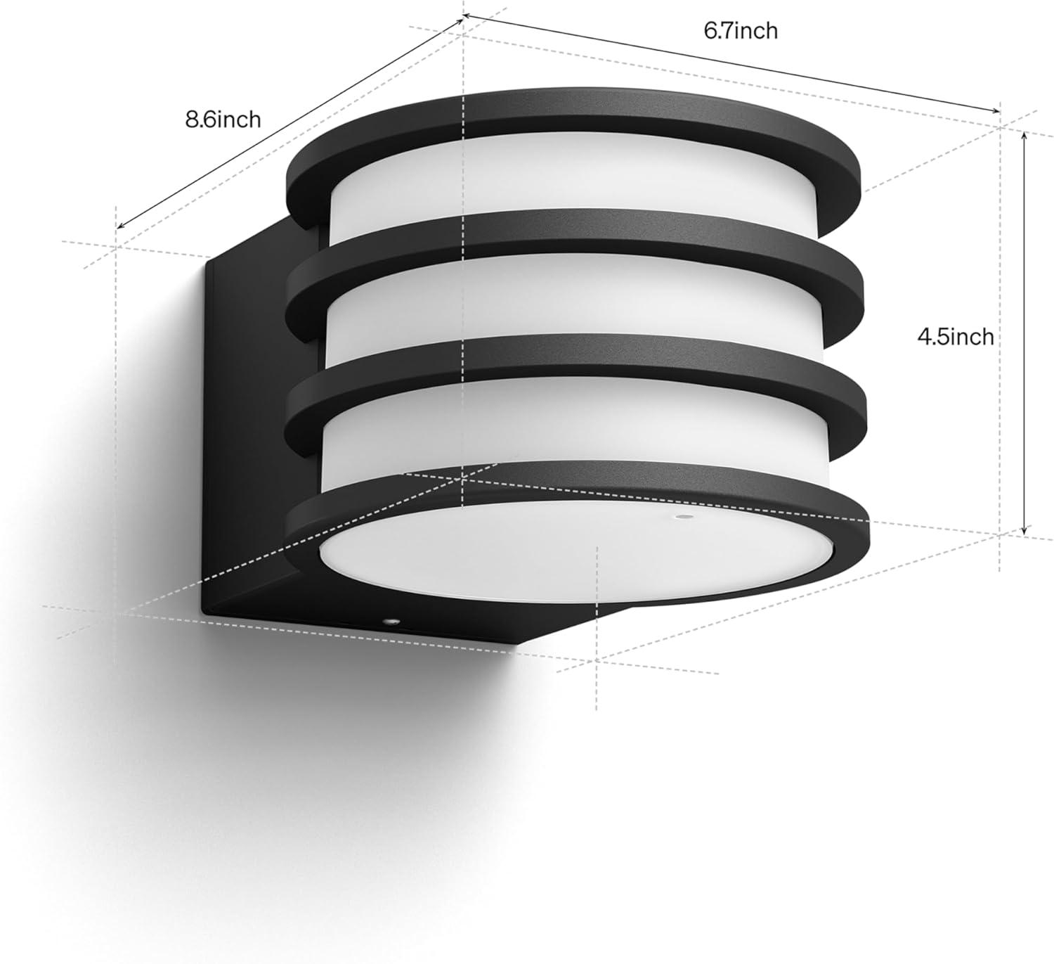 imagePhilips Hue Lucca Outdoor Wall Light Tunable White and Color Light Bright 806 lm A19 Bulb Included Dimmable IP44 WeatherResistant Matter Compatible Zigbee