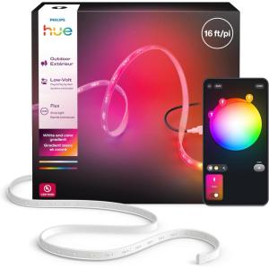 Hue Flux Outdoor 33-feet Multicolor LED Strip Light, 3000 lm, Vibrant Color and Ambiance, Flexible Outdoor Lighting, Chromasync™ Color Blending, Weatherproof, App and Voice Control(16-feet)