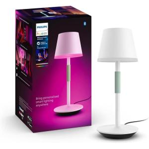 PHILIPS Hue Go Smart Portable Table Lamp, 1 Pack, Black, White and Color Ambiance LED Color-Changing Light, Smart LED Lamp For Indoor and Outdoor Use, Control with Hue App or Voice Assistant(White)