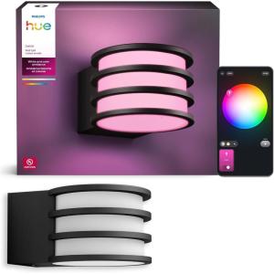 Philips Hue Lucca Outdoor Wall Light, Tunable White and Color Light, Bright 806 lm, A19 Bulb Included, Dimmable, IP44 Weather-Resistant, Matter Compatible, Zigbee