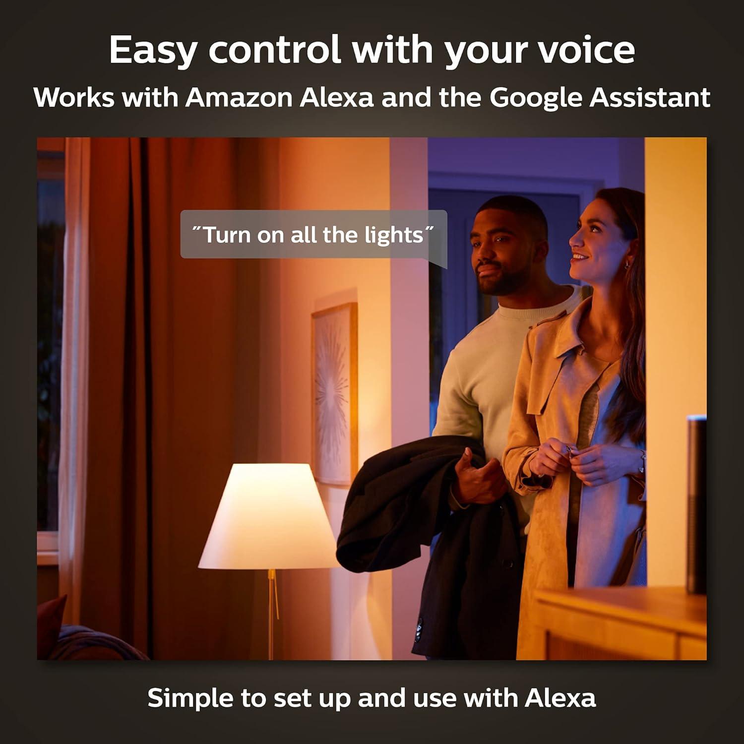 imagePhilips Hue White Ambiance 60W Smart Button Starter Kit 2Pack Works with Amazon Alexa Google Assistant Apple HomeKit