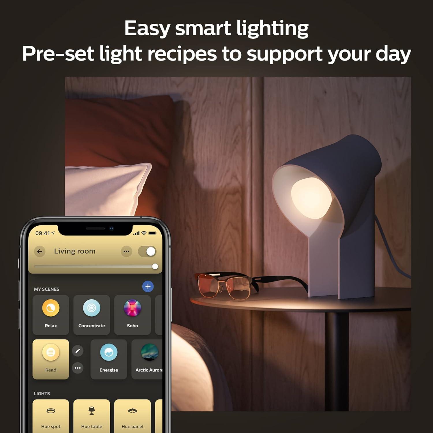 imagePhilips Hue White Ambiance 60W Smart Button Starter Kit 2Pack Works with Amazon Alexa Google Assistant Apple HomeKit