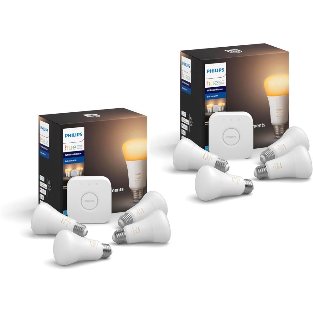 imagePhilips Hue White Ambiance 60W Smart Button Starter Kit 2Pack Works with Amazon Alexa Google Assistant Apple HomeKit