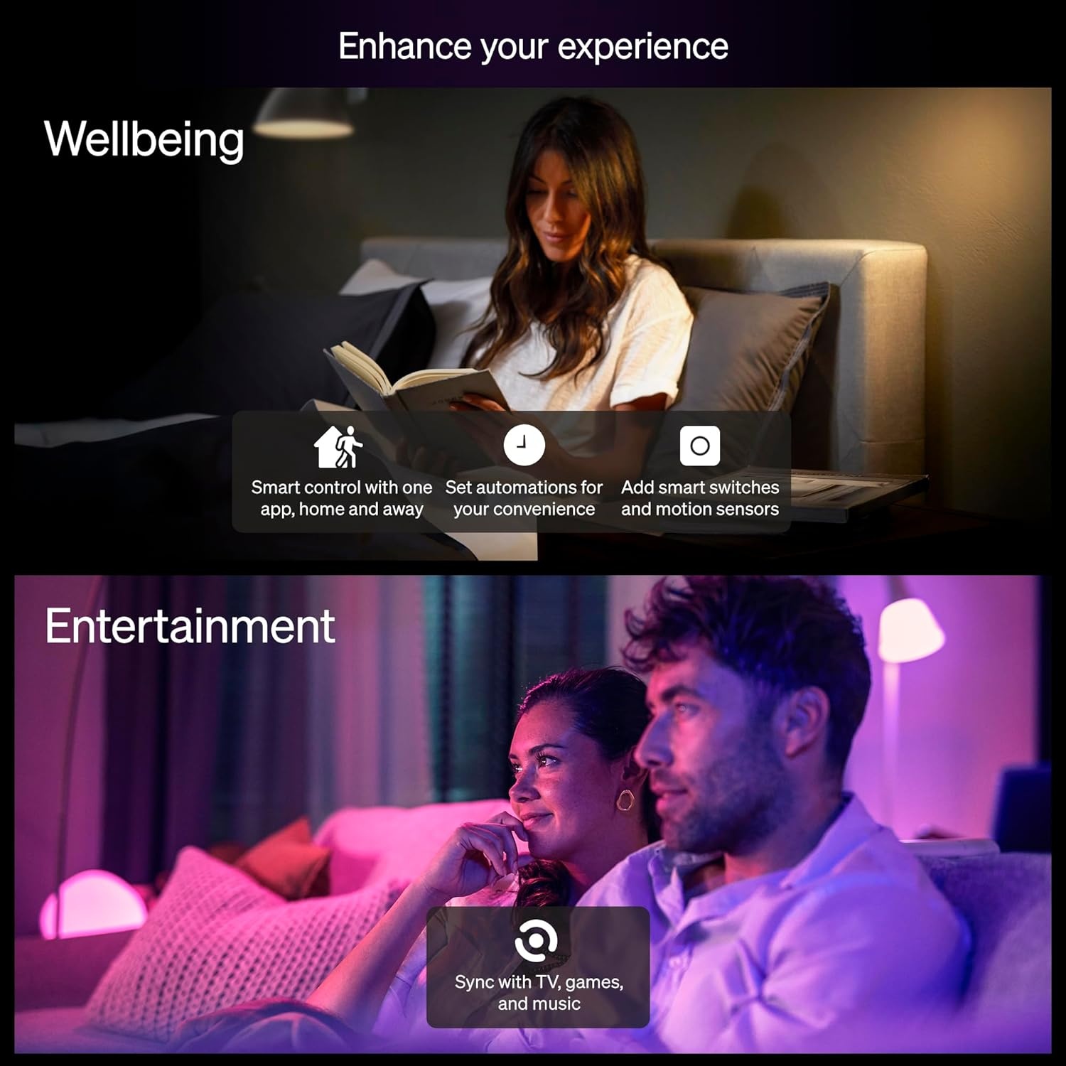 imagePHILIPS Hue Essential Starter Kit Hue Bridge 2 Essential E26 Smart Bulbs White amp Color Ambiance 2200K6500K Dimmable LED Bulbs Works with Alexa Google Assistant Samsung SmartThings Apple HomeStarter Kit