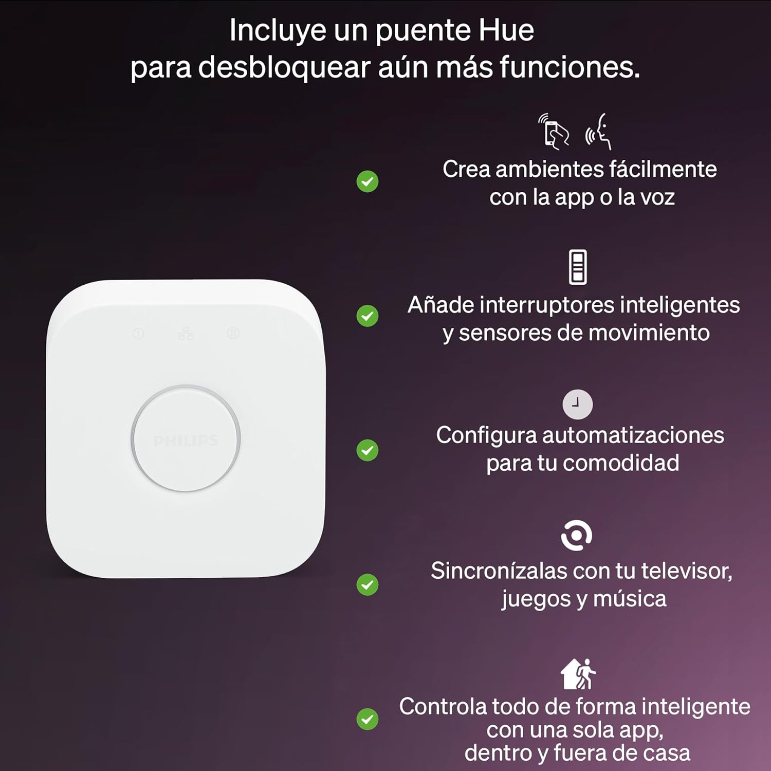 imagePHILIPS Hue Essential Starter Kit Hue Bridge 2 Essential E26 Smart Bulbs White amp Color Ambiance 2200K6500K Dimmable LED Bulbs Works with Alexa Google Assistant Samsung SmartThings Apple HomeStarter Kit