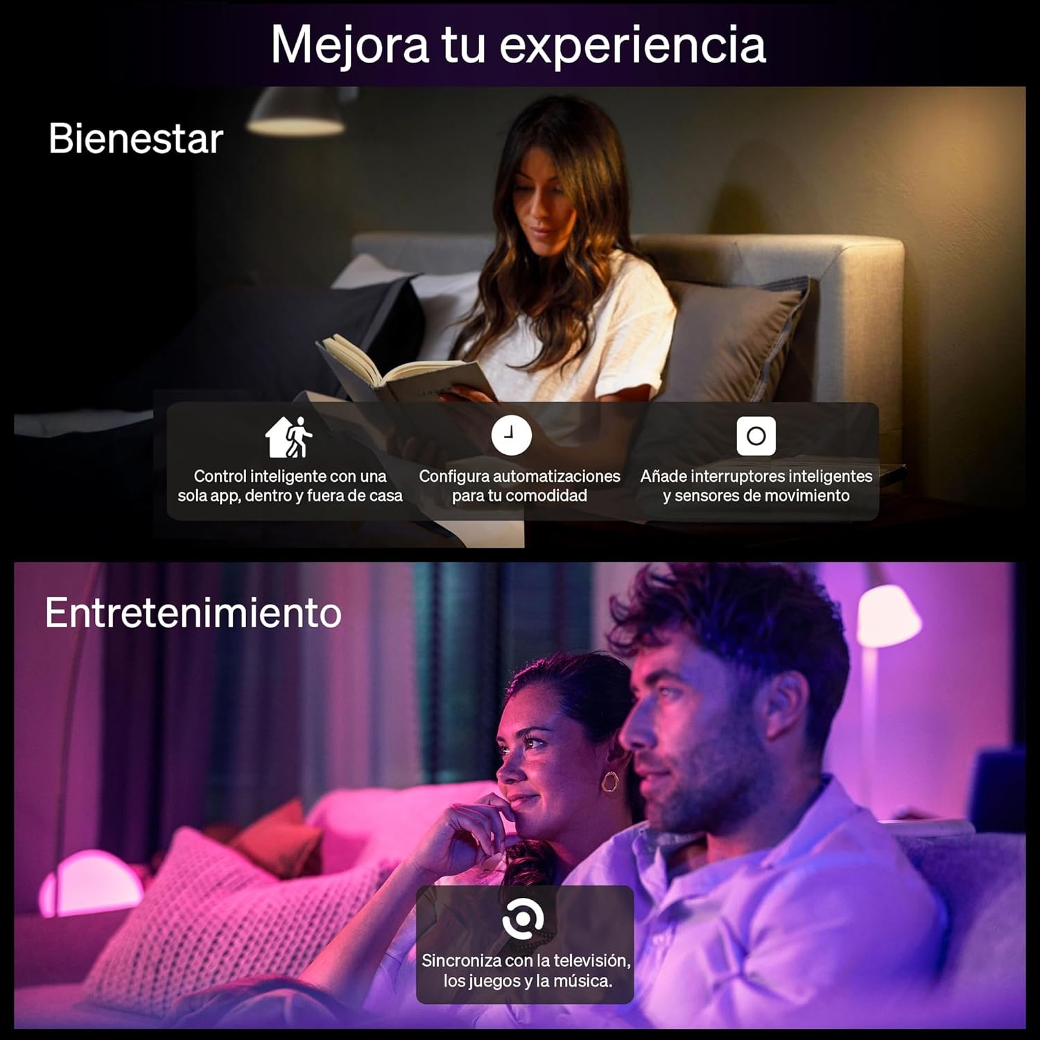 imagePHILIPS Hue Essential Starter Kit Hue Bridge 2 Essential E26 Smart Bulbs White amp Color Ambiance 2200K6500K Dimmable LED Bulbs Works with Alexa Google Assistant Samsung SmartThings Apple HomeStarter Kit